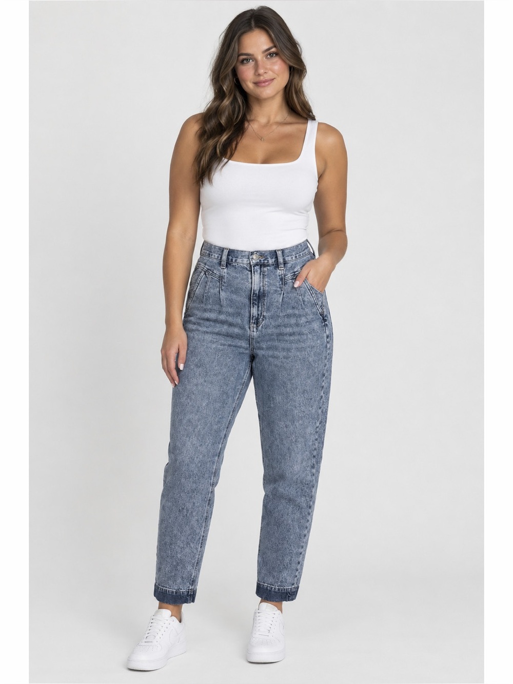 American Eagle Blue Acid Wash Mom Jeans